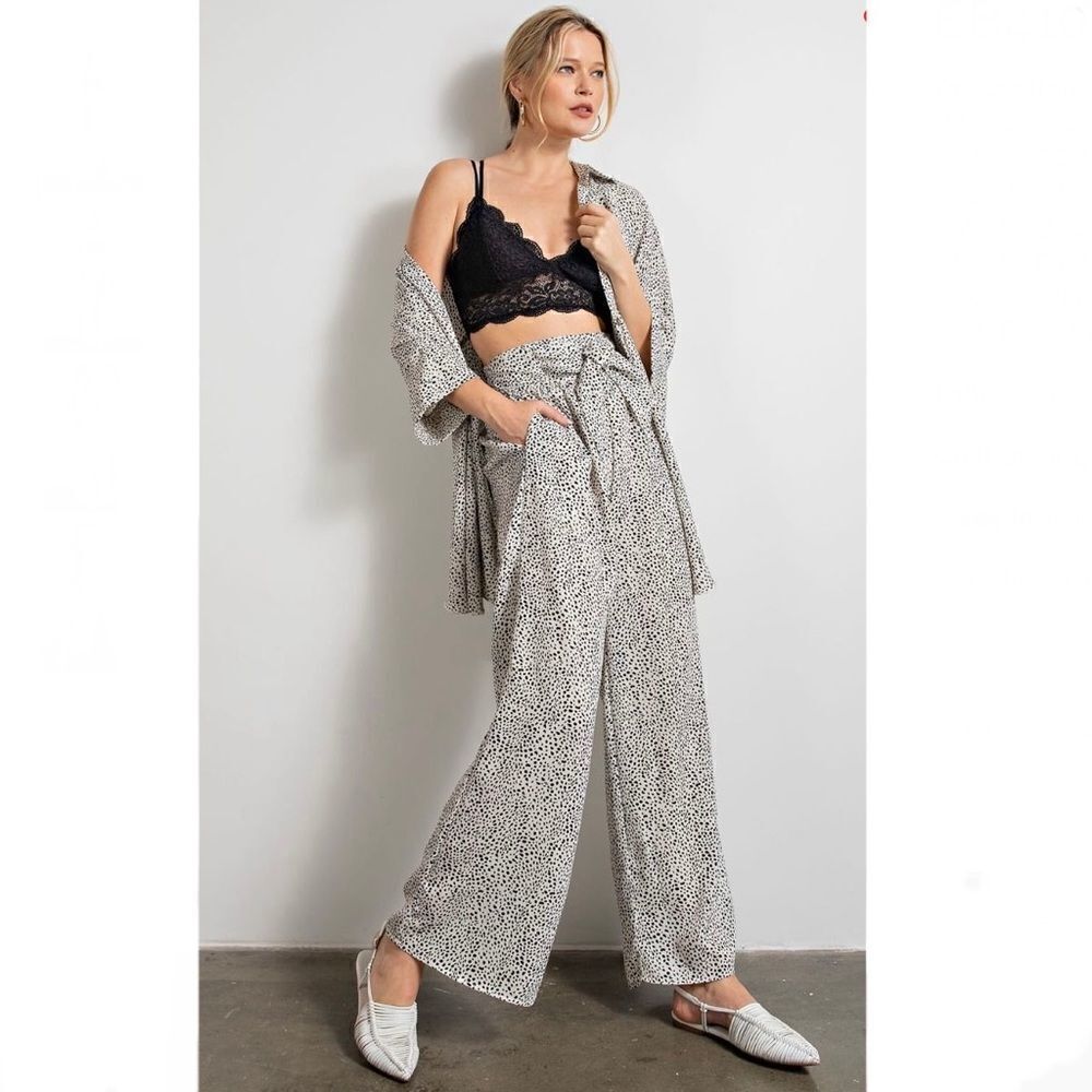 Anthropologie Easel Leopard print silky pajama set